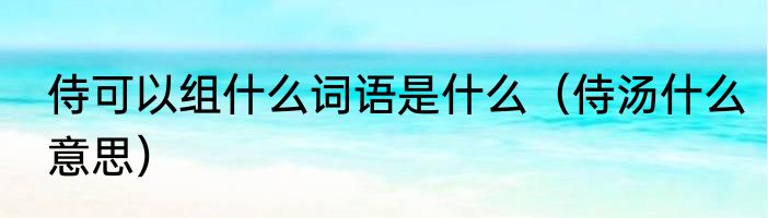 侍可以组什么词语是什么（侍汤什么意思）