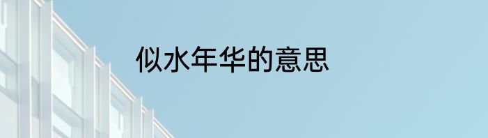 似水年华的意思