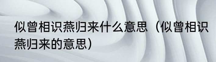 似曾相识燕归来什么意思（似曾相识燕归来的意思）