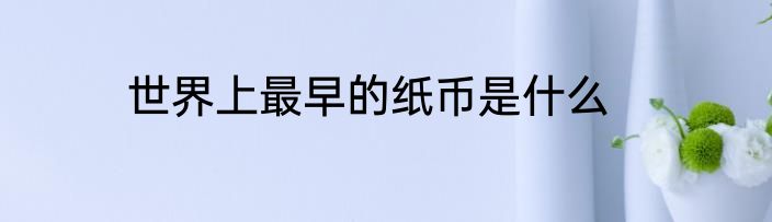 世界上最早的纸币是什么