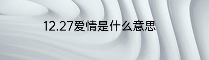 12.27爱情是什么意思