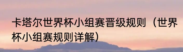 卡塔尔世界杯小组赛晋级规则（世界杯小组赛规则详解）