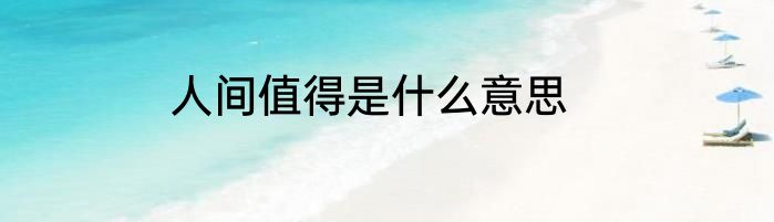人间值得是什么意思