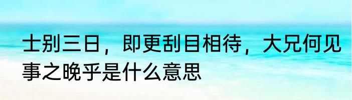 士别三日，即更刮目相待，大兄何见事之晚乎是什么意思