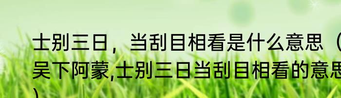 士别三日，当刮目相看是什么意思（吴下阿蒙,士别三日当刮目相看的意思）