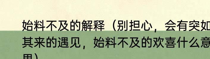 始料不及的解释（别担心，会有突如其来的遇见，始料不及的欢喜什么意思）