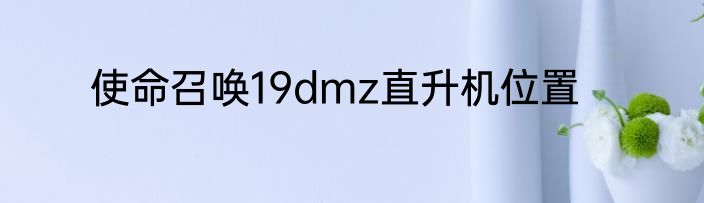 使命召唤19dmz直升机位置
