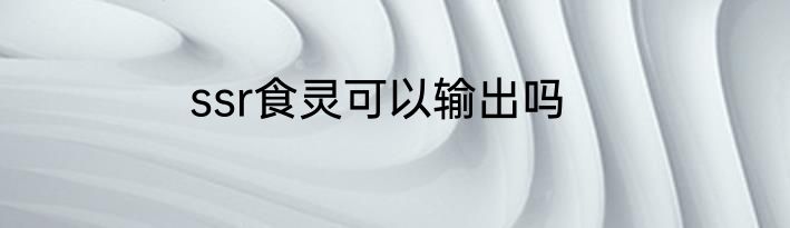 ssr食灵可以输出吗