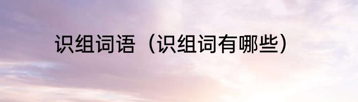 识组词语（识组词有哪些）