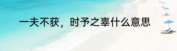 一夫不获，时予之辜什么意思