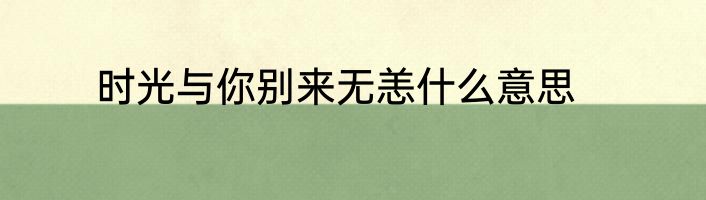 时光与你别来无恙什么意思