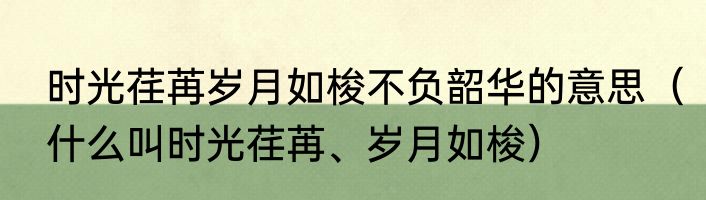 时光荏苒岁月如梭不负韶华的意思（什么叫时光荏苒、岁月如梭）