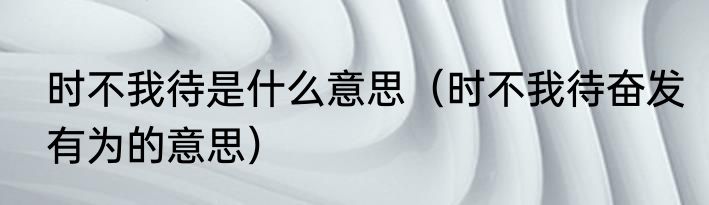 时不我待是什么意思（时不我待奋发有为的意思）