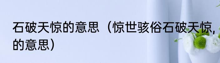 石破天惊的意思（惊世骇俗石破天惊,的意思）