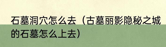 石墓洞穴怎么去（古墓丽影隐秘之城的石墓怎么上去）
