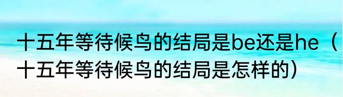 十五年等待候鸟的结局是be还是he（十五年等待候鸟的结局是怎样的）