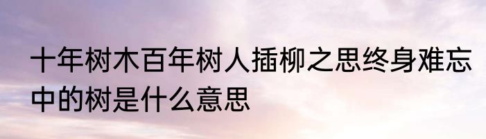 十年树木百年树人插柳之思终身难忘中的树是什么意思