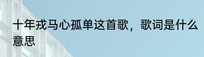 十年戎马心孤单这首歌，歌词是什么意思