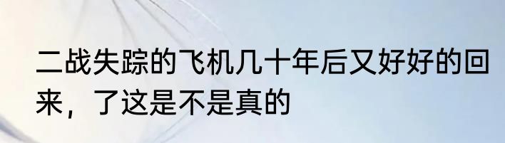 二战失踪的飞机几十年后又好好的回来，了这是不是真的