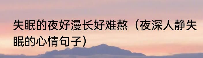失眠的夜好漫长好难熬（夜深人静失眠的心情句子）