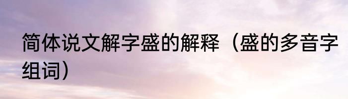 简体说文解字盛的解释（盛的多音字组词）