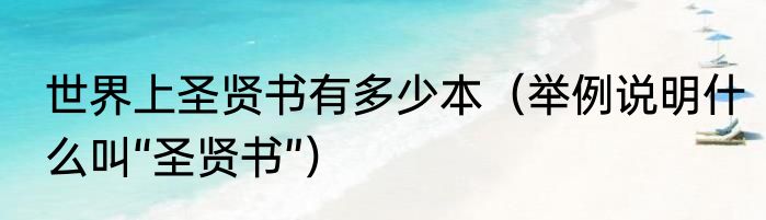 世界上圣贤书有多少本（举例说明什么叫“圣贤书”）