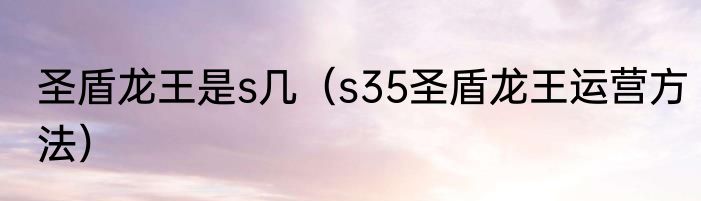圣盾龙王是s几（s35圣盾龙王运营方法）