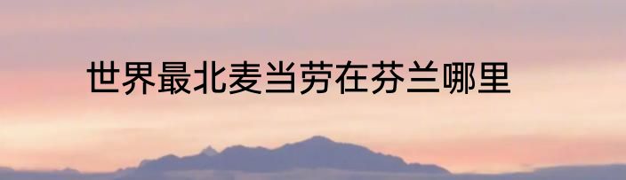 世界最北麦当劳在芬兰哪里