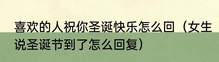 喜欢的人祝你圣诞快乐怎么回（女生说圣诞节到了怎么回复）