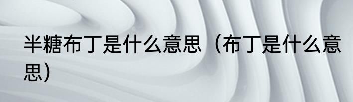 半糖布丁是什么意思（布丁是什么意思）