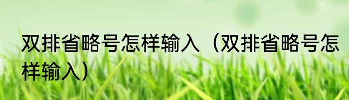 双排省略号怎样输入（双排省略号怎样输入）