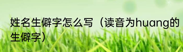 姓名生僻字怎么写（读音为huang的生僻字）
