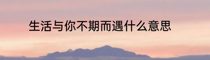 生活与你不期而遇什么意思