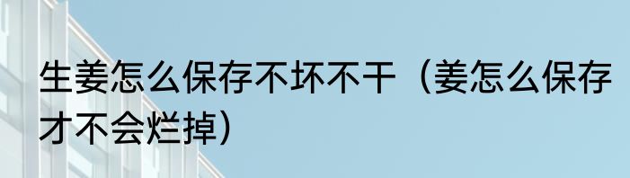 生姜怎么保存不坏不干（姜怎么保存才不会烂掉）