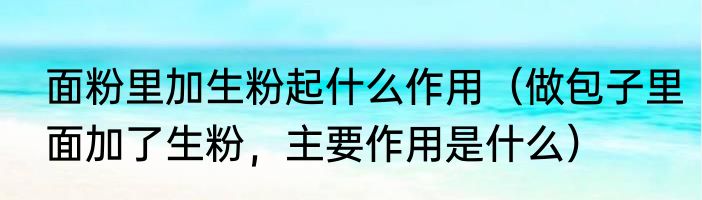 面粉里加生粉起什么作用（做包子里面加了生粉，主要作用是什么）