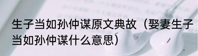 生子当如孙仲谋原文典故（娶妻生子当如孙仲谋什么意思）