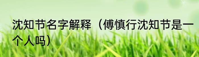 沈知节名字解释（傅慎行沈知节是一个人吗）