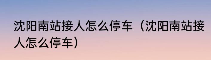 沈阳南站接人怎么停车（沈阳南站接人怎么停车）