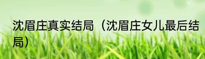 沈眉庄真实结局（沈眉庄女儿最后结局）