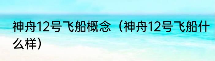 神舟12号飞船概念（神舟12号飞船什么样）