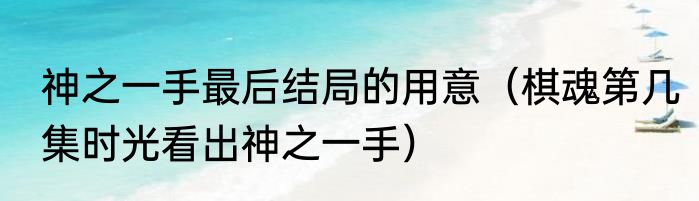 神之一手最后结局的用意（棋魂第几集时光看出神之一手）