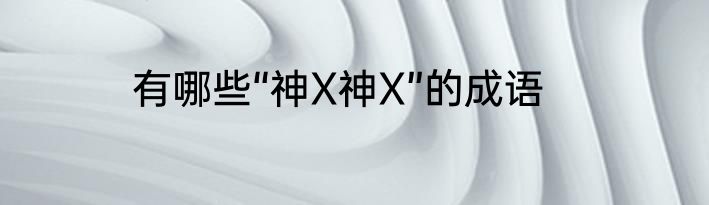 有哪些“神X神X”的成语