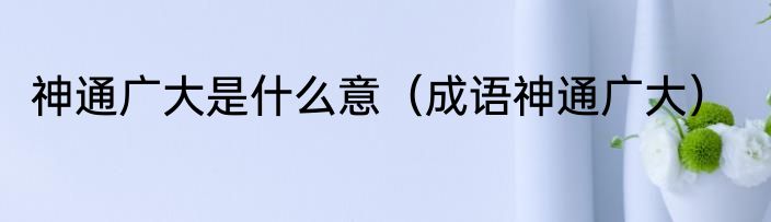 神通广大是什么意（成语神通广大）