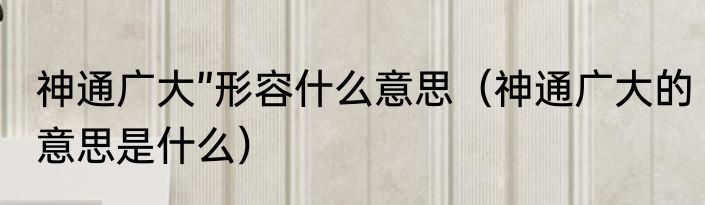 神通广大”形容什么意思（神通广大的意思是什么）