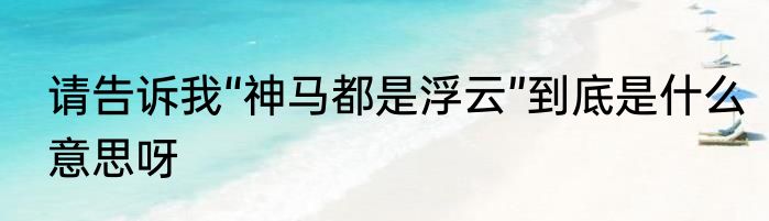 请告诉我“神马都是浮云”到底是什么意思呀