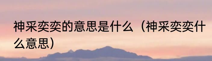 神采奕奕的意思是什么（神采奕奕什么意思）