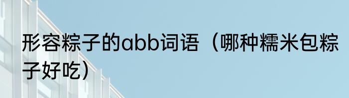 形容粽子的abb词语（哪种糯米包粽子好吃）