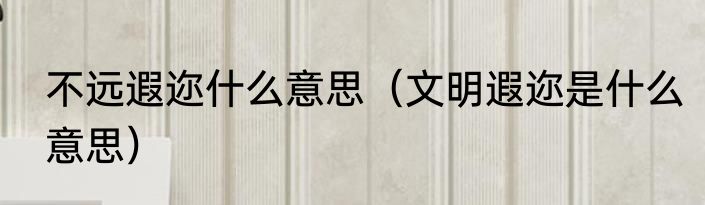 不远遐迩什么意思（文明遐迩是什么意思）