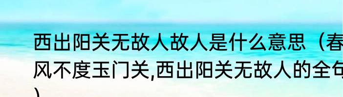 西出阳关无故人故人是什么意思（春风不度玉门关,西出阳关无故人的全句）