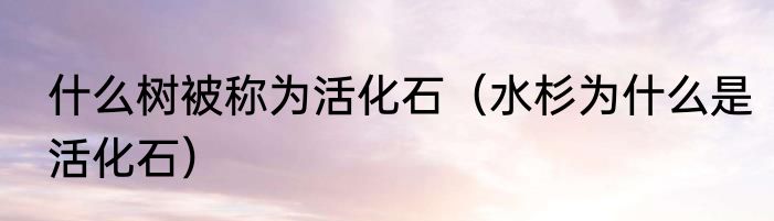 什么树被称为活化石（水杉为什么是活化石）
